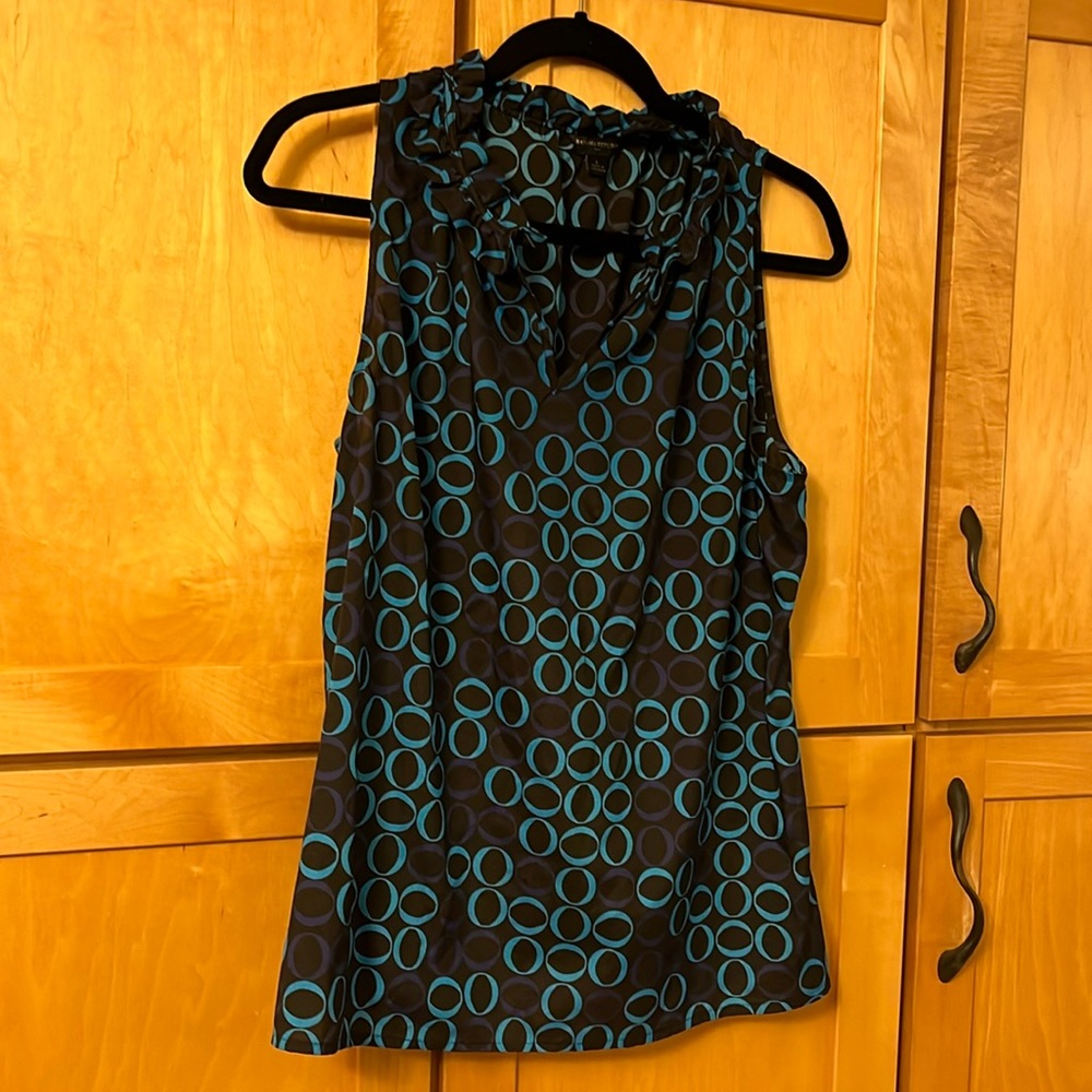 Banana Republic Blouse Size Large Black with blue, sleeveless